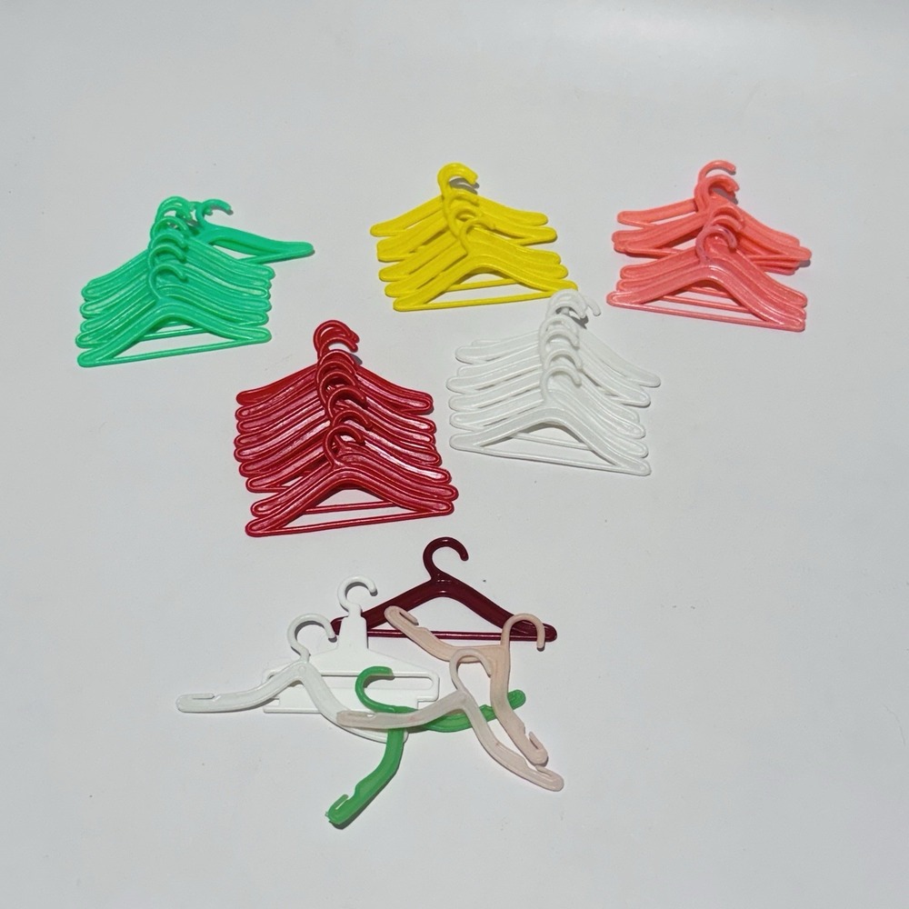 Vintage Barbie Clone Clothes Clothing‎ Colorful Hangers Made in Hong Kong Qty 43